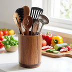 Utensil Holder, Acacia Wood Kitchen Utensil Holder - Image 5