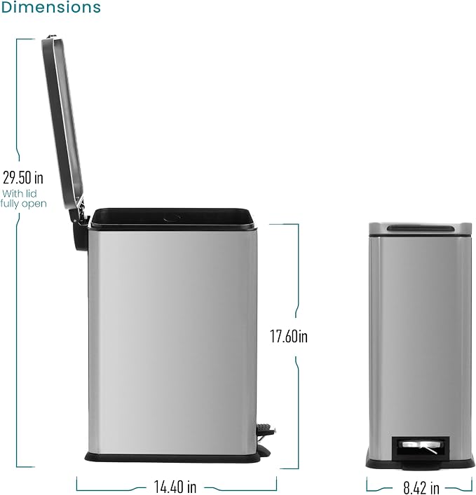Home Zone Living 4 Gallon Slim Kitchen Trash Can - Image 8