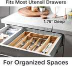 HIC Kitchen Expandable 6-Slot Silverware Cutlery Utensil Storage Tray, Natural - Image 4