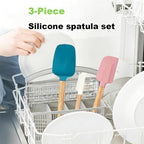 3PCS Silicone Spatula Wooden Handle Set, Heat Resistant Silicone Spatula - Image 8