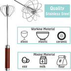 Semi-automatic Whisk, Stainless Steel Egg Beater, Hand Push Rotary Whisks Mixer - Image 3