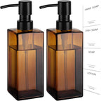 GMISUN Amber Glass Soap Dispenser, 2 Pack Hand Soap Dispenser Bathroom by GMISUN