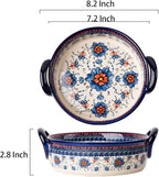 Blue and Orange Flower Vintage Style Ceramic Bakeware Casserole Lasagna Pans - Image 2