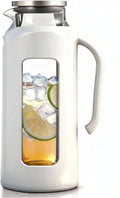 Delove Glass Pitcher with Lid & Shatterproof Shell – Heat-Resistant by Delove