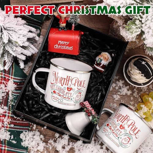 Christmas Enamel Mug Set of 4, 12 oz North Pole Hot Chocolate Mug Christmas Coffee Mugs Funny Novelty Holiday Mugs Stocking Stuffer Gift for Kids Women Friends Coworkers Family - Image 5