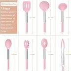 E-far Silicone Cooking Utensils Set, Slotted Turner, Soup Ladle, Pasta Server - Image 2