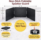HIC Kitchen 3-Sided Splatter Guard, Non-Stick Carbon Steel, Heat Safe, Folds - Image 5