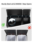 Dual Trash and Recycling Bins for Kitchen, 13.2 + 5.2 Gal Stainless Steel Trash - Image 8