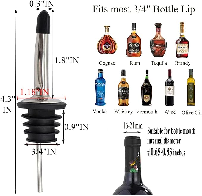 Pafusen 6 Pack Liquor Bottle Pourers, Liquor Pour Spout - Image 4
