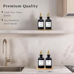 Olive Oil Dispenser Set, 2 x 11.8oz Black Glass Bottles - Image 5