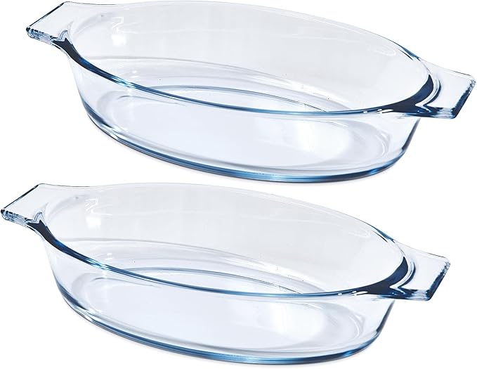 Small Casserole Dishes Oval 2 Pack, 23oz Glass Au Gratin Baking Dish, by Yomvzake