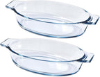 Mini Casserole Dish Oval 2 Pack, 13oz Glass Baking Dish, Banana Split Bowls by Yomvzake