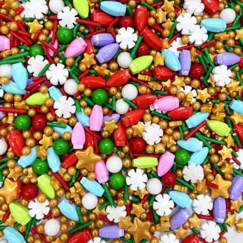 Snowflakes Sprinkles Candy Sugar Colorful Sprinkle Red and Green Sprinkles Cake Decorations Cupcake Toppers Cookie Decorating Ice Cream Celebrations 3.5oz - Image 3