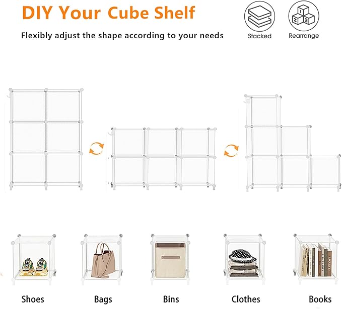 AWTATOS Cube Storage Organizer, Closet Organizers and Storage, 6 Cube Shelves - Image 6