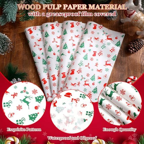 Marspark 100 Sheet Christmas Tree Elk Snowflake Wax Paper 11.4 x 11 Inch - Image 4