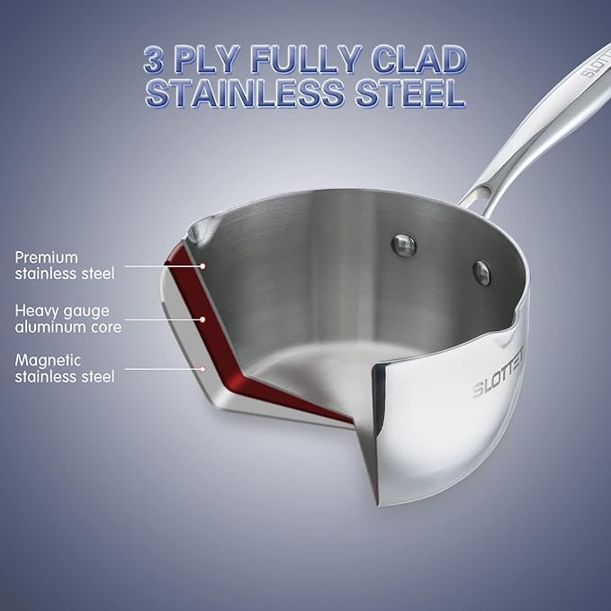 SLOTTET Tri-Ply Whole-Clad Stainless Steel Sauce Pan - Image 4