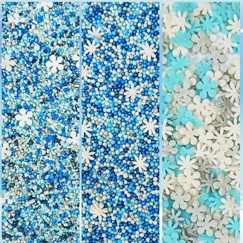 Confect Christmas Sprinkles | Sky Blue & White Mix | Edible Pearl, Flower & Vermicelli Sprinkles | Winter Holiday Cake & Cupcake Decorations- 5 Oz - Image 7