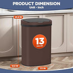 PayLessHere | 13 Gallon Stainless Steel Trash Can | Brown | Automatic Touchless - Image 7