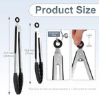 2 Pack Black Premium Stainless Steel Heat Resistant Kitchen Tongs - Image 2