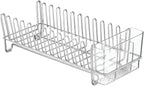 mDesign Kitchen Sink Dish Drainer – Small Metal and Plastic Dish Rack - Image 8
