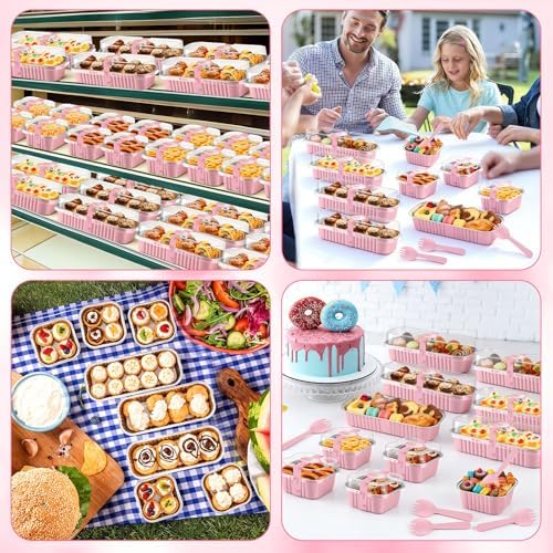 LemonRoad 120 Sets Pink Mini Loaf Pan with Lids and Spoons - Image 5