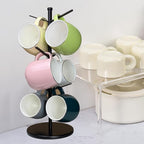 Premium Mug Tree, 6 Hooks Upgraded Stable Metal Mug Holder, Bamboo Base Coffee - Image 2