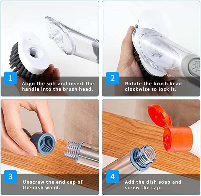 Dish Cleaning Brush, Soap Dispensing Dish Brush Set - Image 3