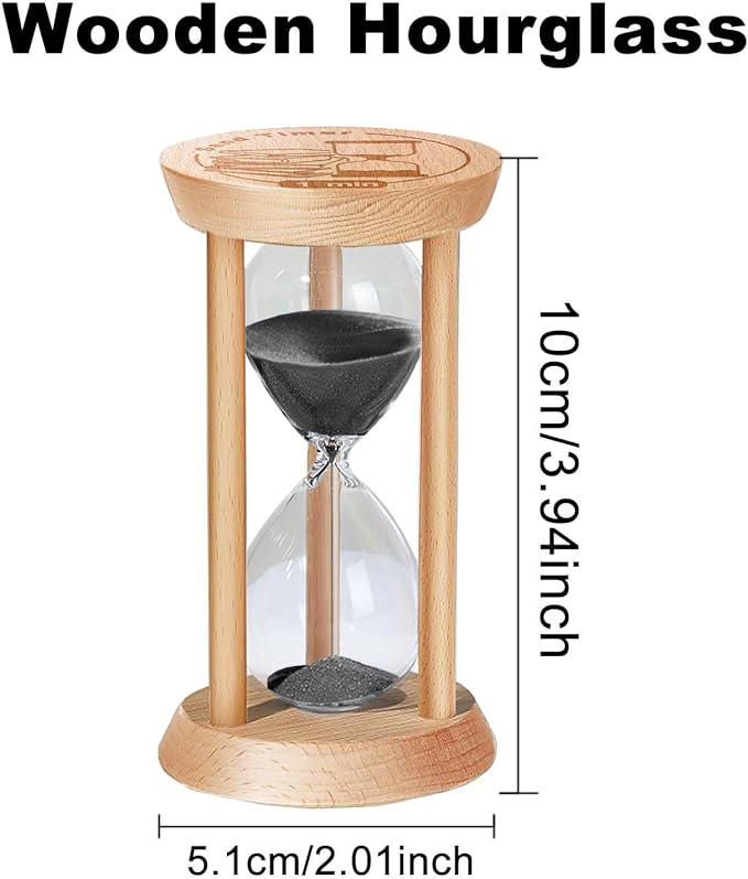 2 Minute Hourglass, 2 Min Wooden Sand Timer, Wood Sand Watch, Two Minute Mini - Image 2