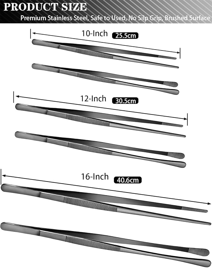 JETKONG 2 Pcs 12-Inch Kitchen Tweezers Tongs - Image 3