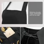 Women Kitchen Apron with Hand Wipe Pockets，Big Pocket, Hand-wiping, Waterproof - Image 4
