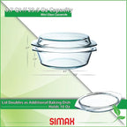 Simax Casserole Dish With Lid, 24 Ounce Round Glass Cookware, Oven and - Image 3