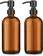 AmazerBath Amber Glass Soap Dispenser, 2 Pack Soap Dispenser Set by AmazerBath