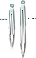 Premium 304 Stainless Steel Tongs Set – 12" Grill Tongs & 9" Cooking Tongs - Image 3