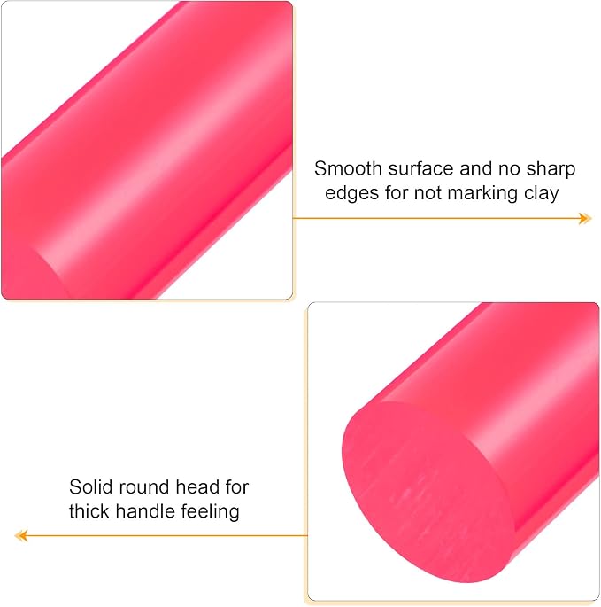 HARFINGTON Acrylic Clay Roller 7.28 Inch x 1 Inch Solid Non-Stick Plastic Round - Image 4
