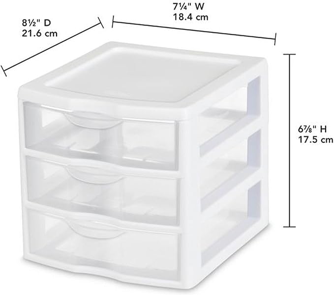 Sterilite Clearview Plastic Multipurpose Small 3 Drawer Desktop Storage - Image 3