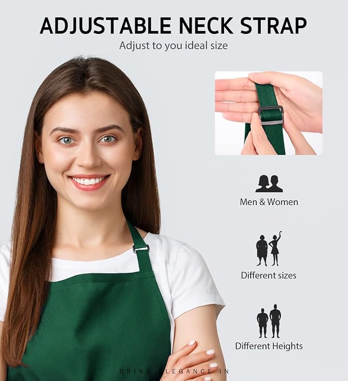 Syntus Apron for Men Women, Adjustable Cooking Kitchen Chef Aprons - Image 5