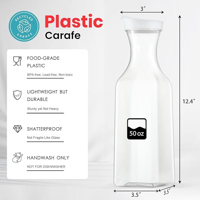 Plastic 4 Pack Large 50 Oz Water Carafe - Image 2