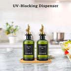 Olive Oil Dispenser Set, 2 x 11.8oz Deep Green Glass Bottles - Image 4