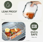 KOMUEE 10 Packs 30 oz Glass Meal Prep Containers, Glass Food Storage Containers - Image 5