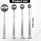 4 Pcs Long Handle Measuring Spoons Set Stainless Steel Measuring Spoon Set - Image 2