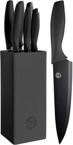 MasterChef Knife Set with Block, 6 Kitchen Knives and a Universal Knife Holder by MasterChef
