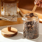 ANSQU Glass Jar with Wooden Lid & Spoon, 20.3oz Food Storage Containers Coffee - Image 4