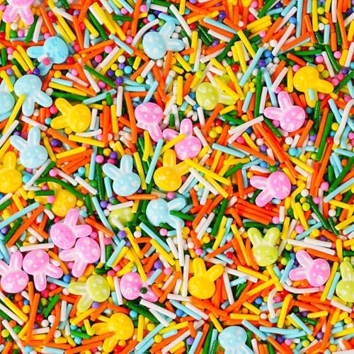 Easter Sprinkles Mix, 4.2 oz Edible Bunny Rabbit Sprinkles with Pastel Spring Nonpareils Jimmies Sprinkles for Baking, Cake Decorating Supplies for Easter Ice Cream Cookies Cupcake Topper & Holiday Treats by cobakey-DessertDecorations