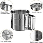 Silver Flour Sifter Baking Tool Set, DLAND Stainless Steel 4-Piece Kit - Image 2