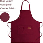 Apron for Men Women with Adjustable Straps and Large Pockets, Canvas Cotton - Image 3