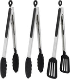 12 Inch Kitchen Tongs Set of 3, Silicone Tongs by Pharamat