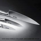 hecef Silver Kitchen knife set of 5, Satin Finish Blade - Image 3