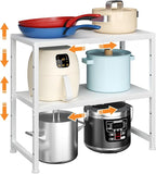 2-Tier Expandable Kitchen Storage Shelf, 150LBS Heavy Duty Metal Shelving Units by Cidaziya