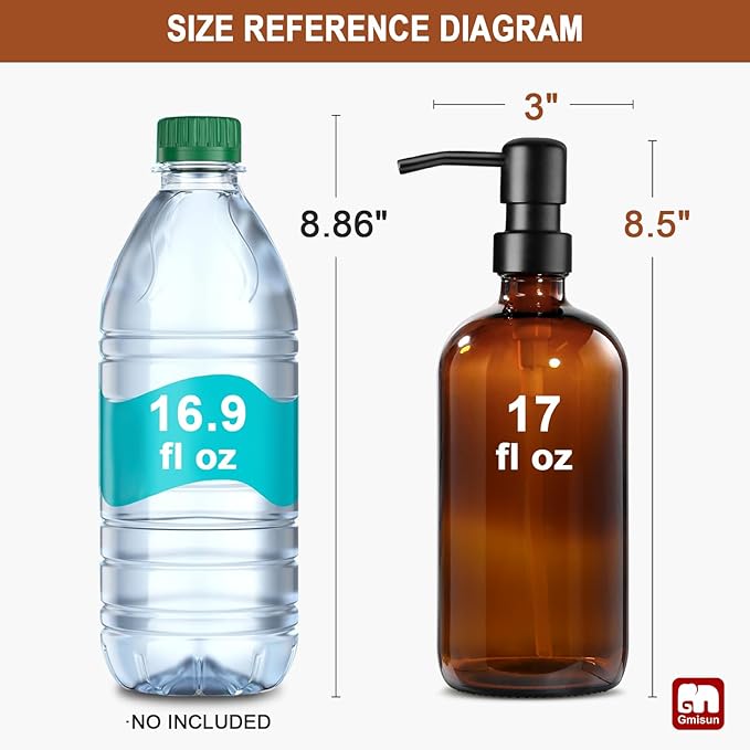 GMISUN Amber Glass Soap Dispenser, 4 Pack Bathroom Hand Soap Dispensers - Image 2