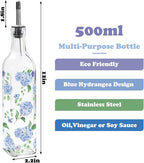 JarThenaAMCS Blue Hydrangea Olive Oil Dispenser Bottle Glass Cruet Bottle - Image 2